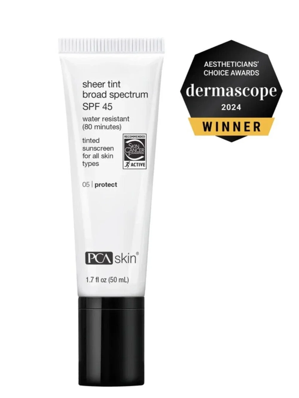 PCA Skin Sheer Tint Broad Spectrum SPF 45 Tinted Sunscreen 05 PROTECT 1.7oz/50ml